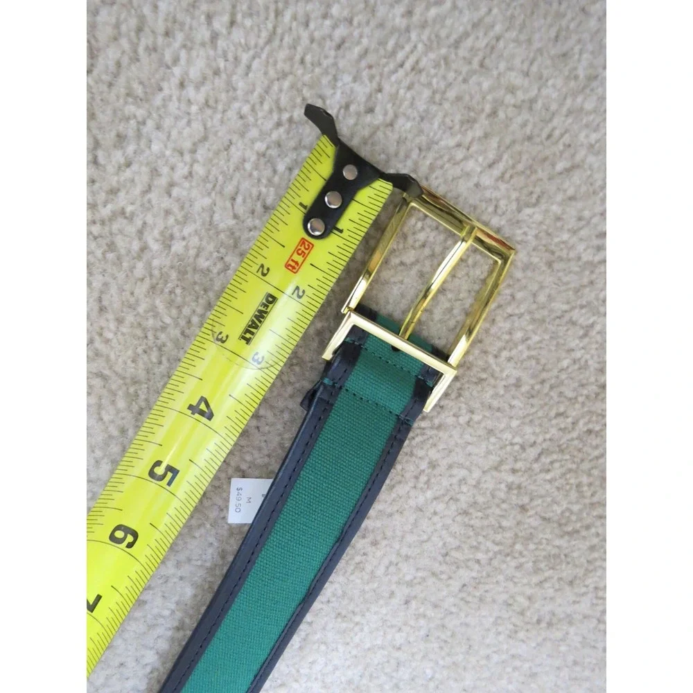Talbots Green Black Leather Belt Gold Buckle Size Medium